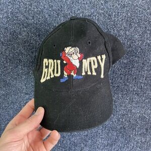 Vintage Disney Grumpy Hat Snap Back Boys Youth One Size Black Snow White Dwarf